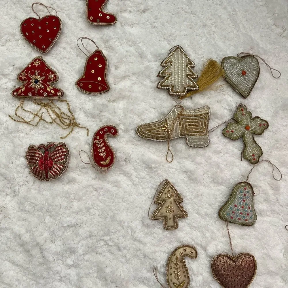 10 Purple Gold Thread Christmas Tree Eid Holiday Ornaments  Individually